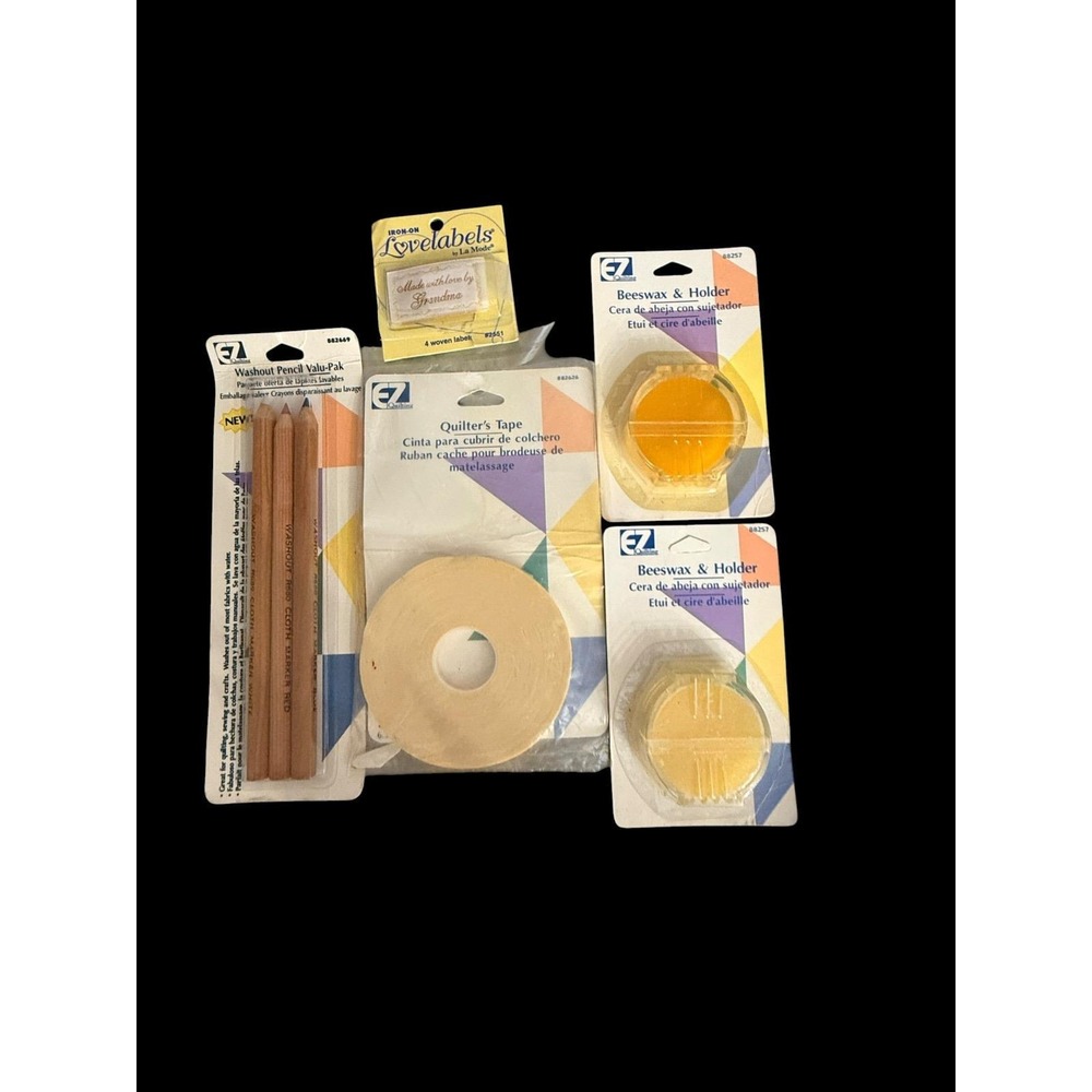 EZ Quilting Lot Beeswax, washout pencils, tape etc NEW